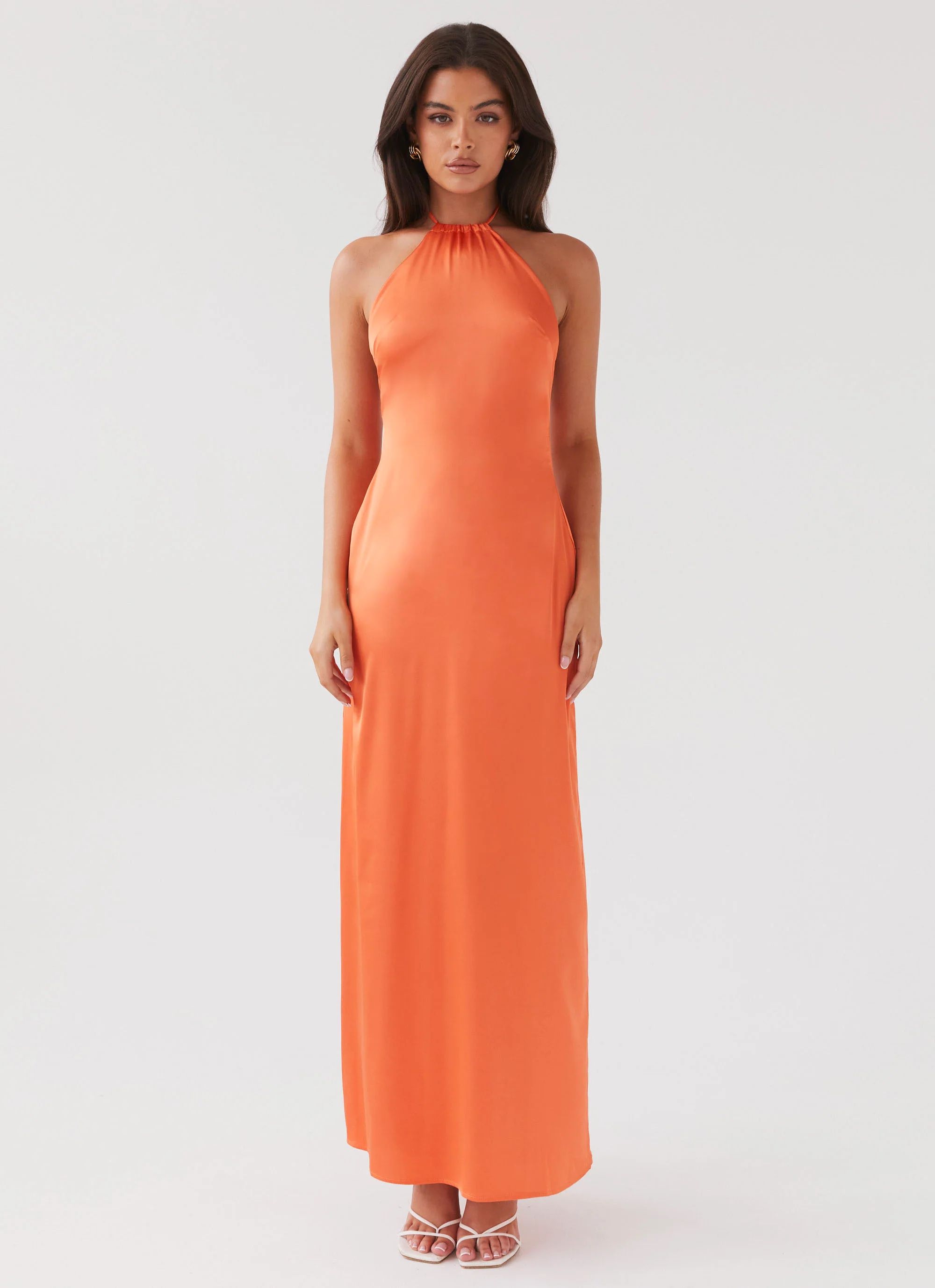 Peppermayo Exclusive -  Melody Day Halterneck Maxi Dress - Tangerine | Peppermayo (Global)