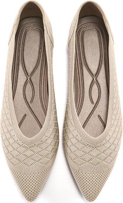 Aomigoct Dressy Comfortable Womens Flats: Point Toe & Breathable Knit for Office All-Day Wear - F... | Amazon (US)