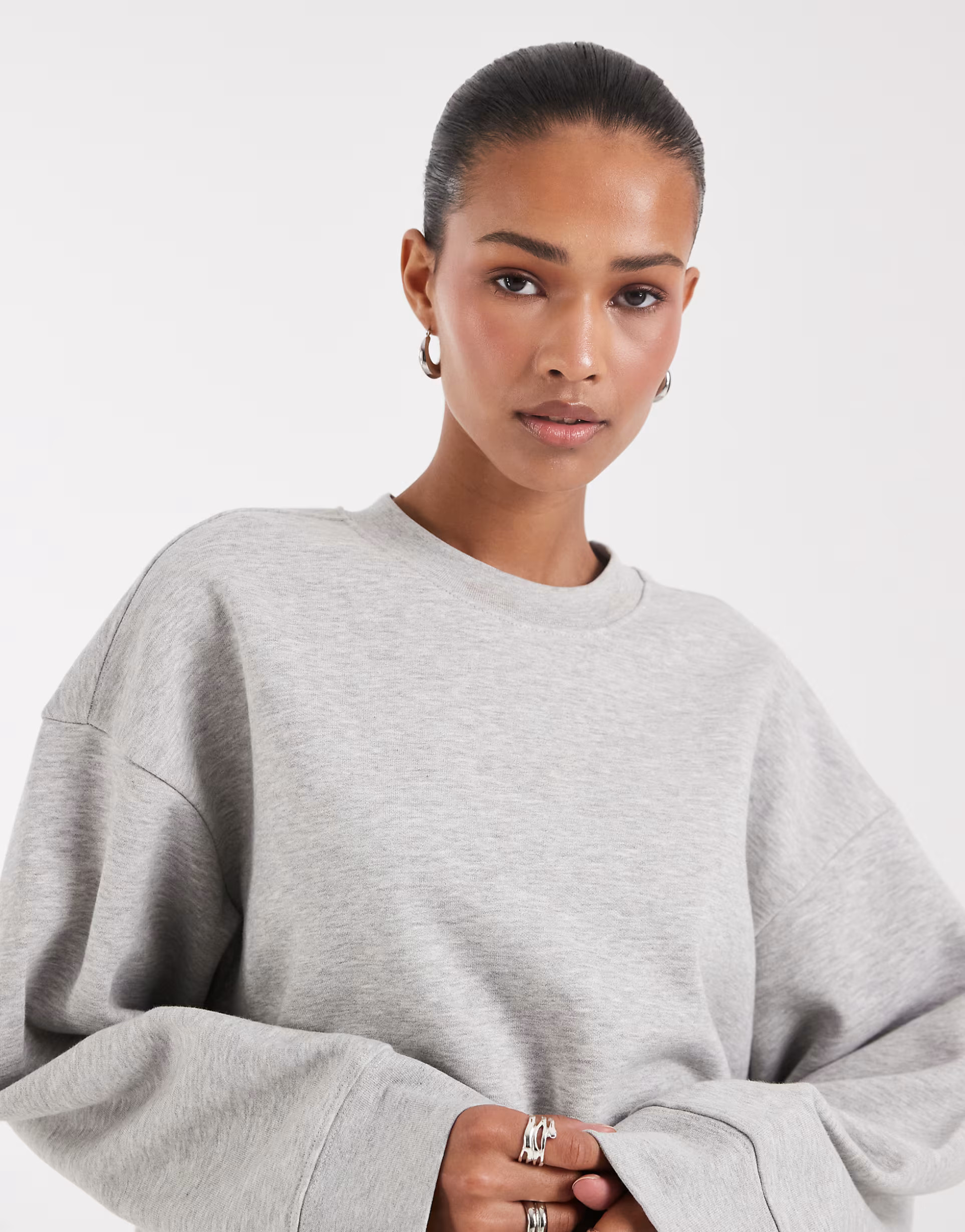 JJXX boxy oversized sweatshirt in light grey | ASOS (Global)