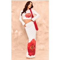 White Floral Print Maxi Skirt, White | PrettyLittleThing UK