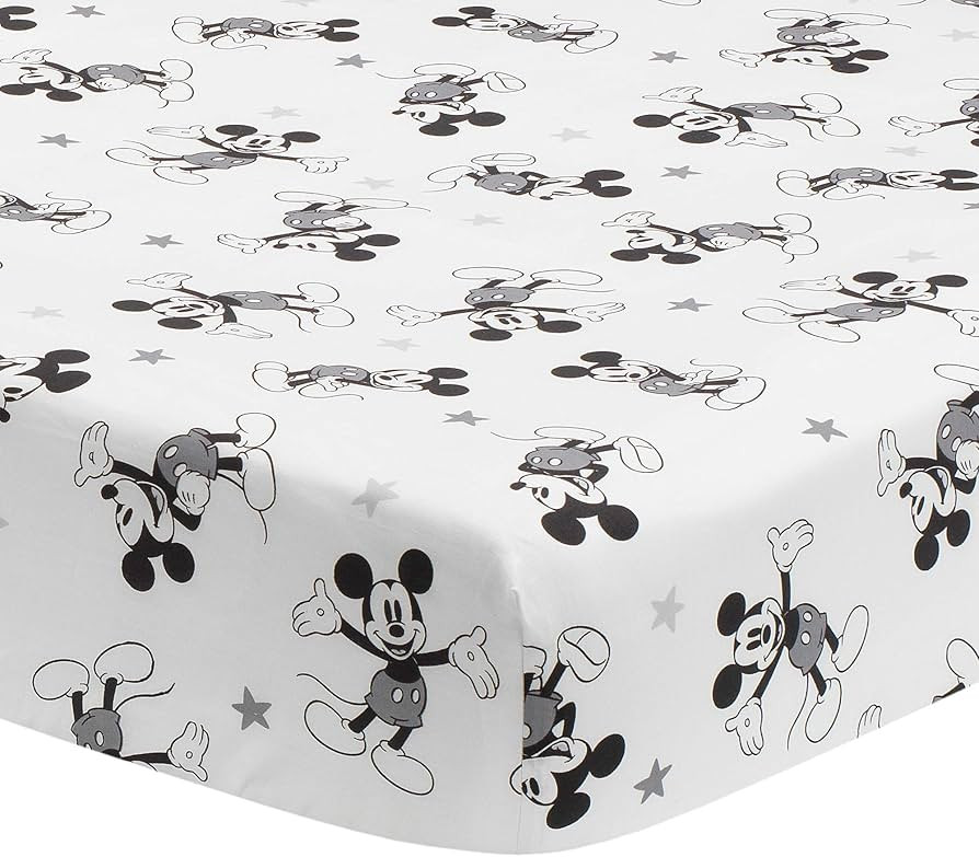 Lambs & Ivy Magical Mickey Mouse Cotton Fitted Crib Sheet - White, Disney | Amazon (US)