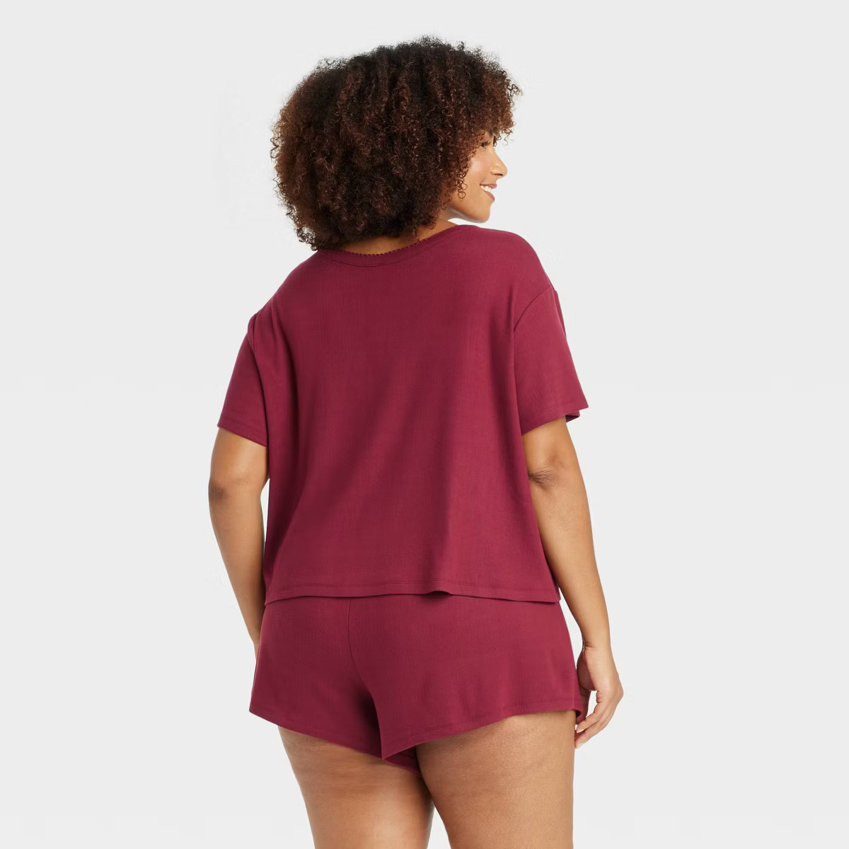 Women's Pointelle Short Sleeve Top and Shorts Pajama Set - Auden™ Red 4X | Target