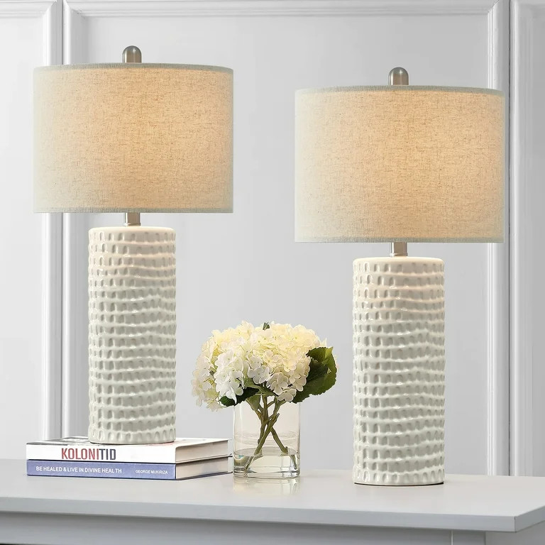 Oneach 24.5''  Modern Accent Ceramic Table Lamp Set of 2 for Bedroom White Desk Decor Bedside Lam... | Walmart (US)