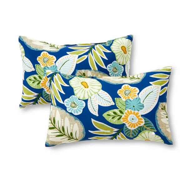Marlow Blue Floral 19 x 12 in. Outdoor Rectangle Throw Pillow (Set of 2) by Greendale Home Fashio... | Walmart (US)