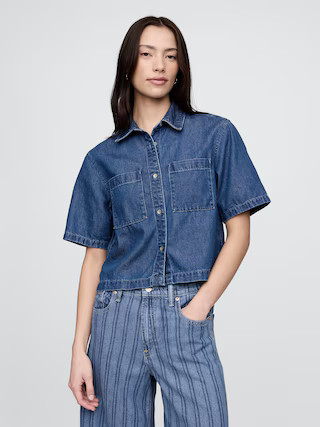 UltraSoft Cropped Denim Shirt | Gap (US)