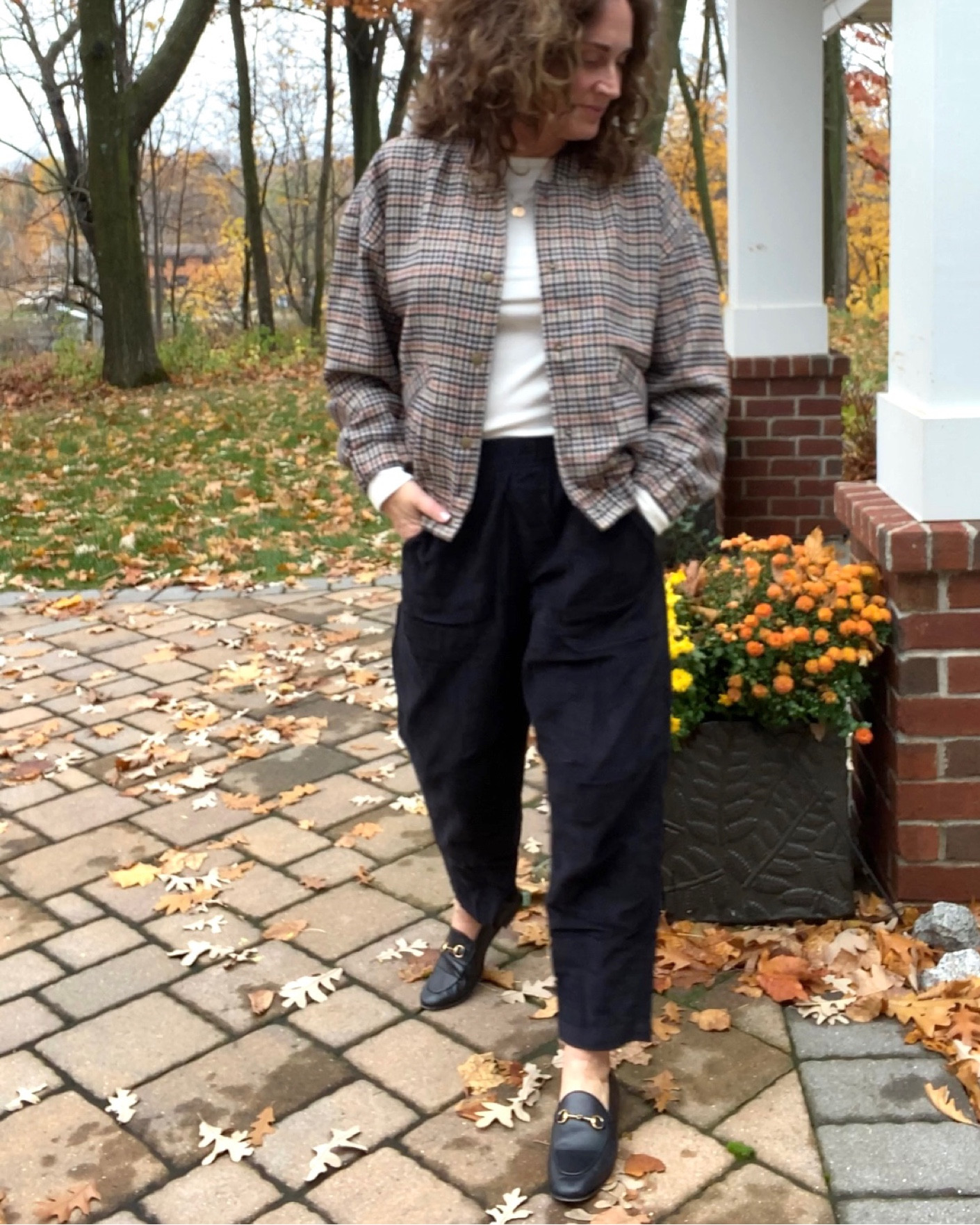 Pull on cords, plaid bomber jacket, layering tee 

#LTKfindsunder50 #LTKover40 #LTKstyletip