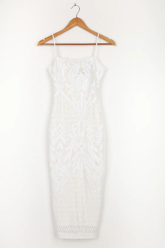 Cheers to Midnight White Sequin Midi Dress | Lulus (US)