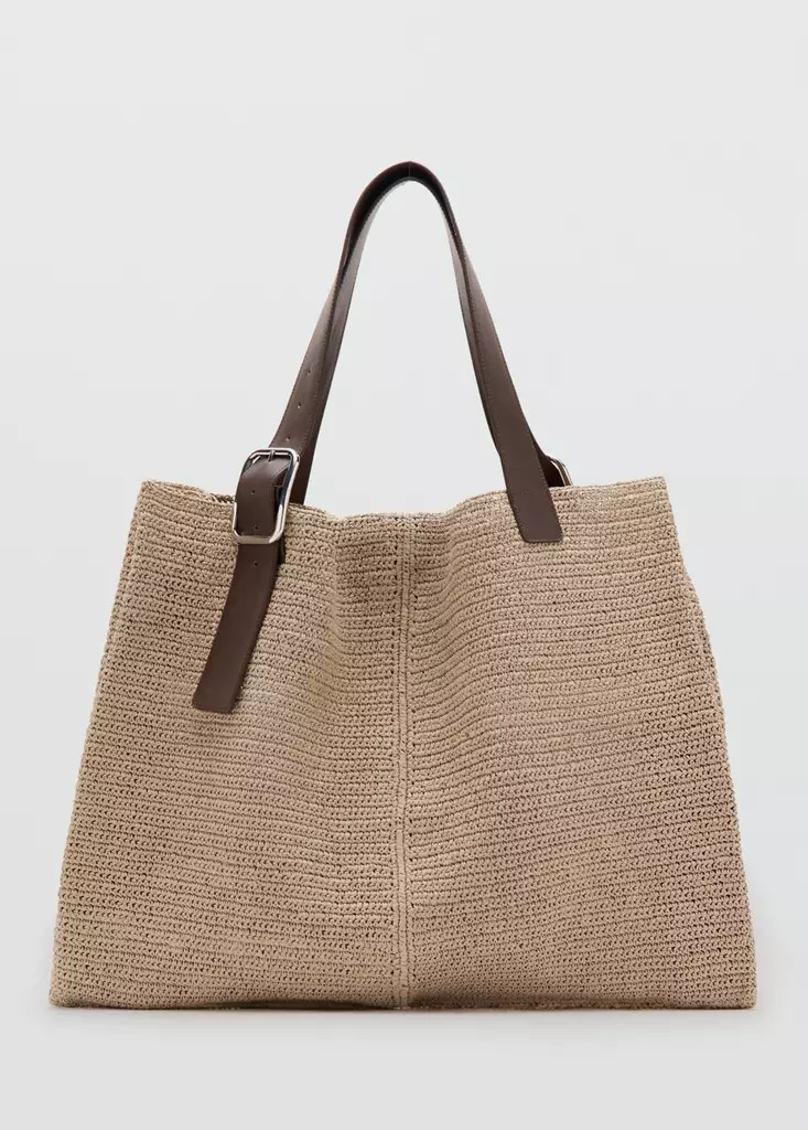 Natural-fiber shopper bag with buckle detail | Mango (US/MX/AU)