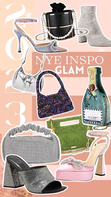 NYE accessories 
Sequin bags 
Glam bags 
Rhinestone bags 
Sequin Heels 

#LTKSeasonal #LTKshoecrush #LTKHoliday