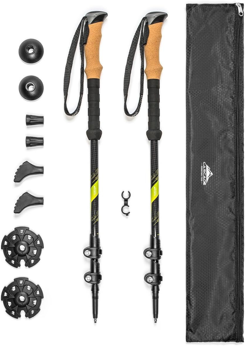 Cascade Mountain Tech Trekking Poles - Carbon Fiber Walking or Hiking Sticks with Quick Adjustabl... | Amazon (US)