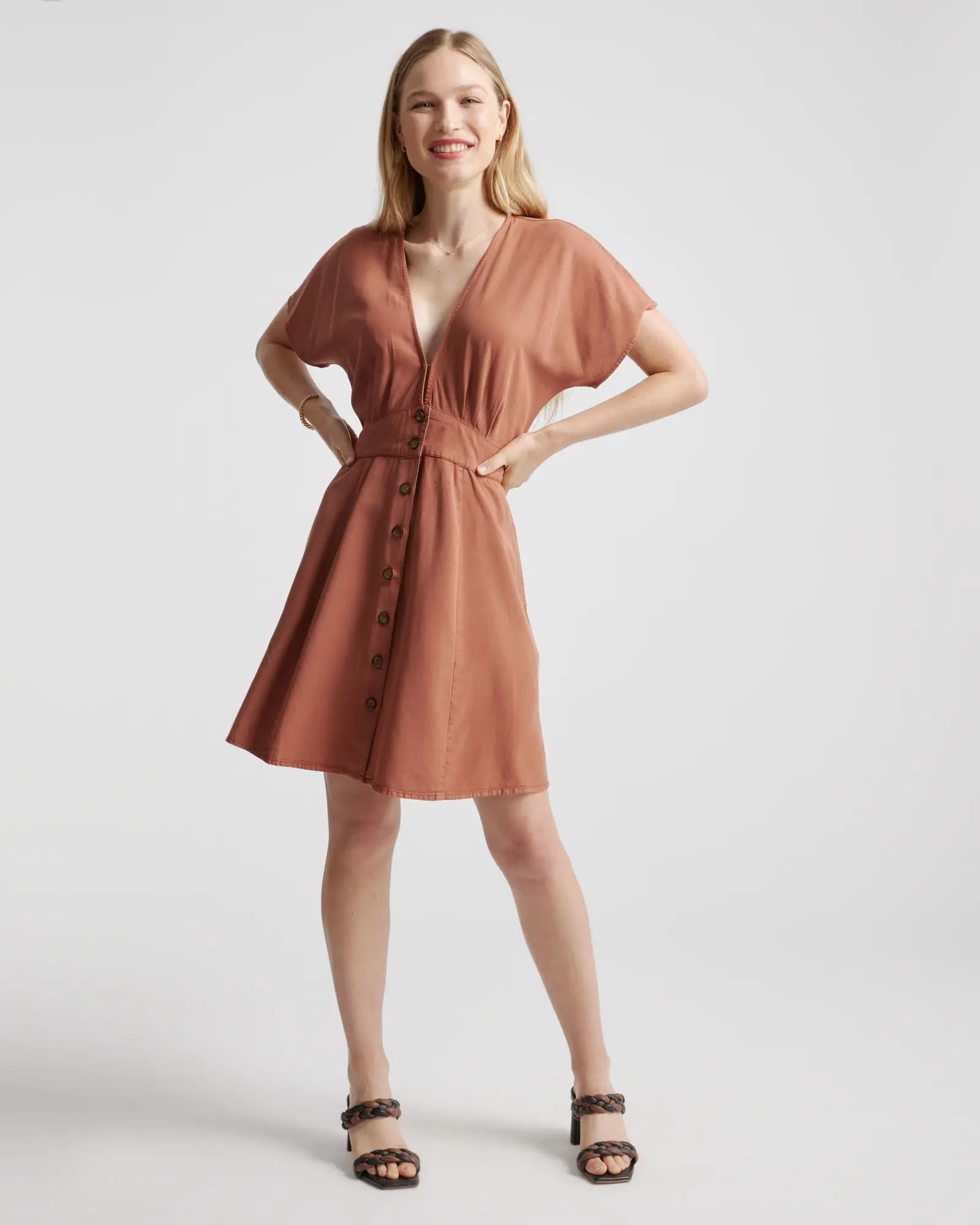 Vintage Wash Tencel Button Front Dress | Quince