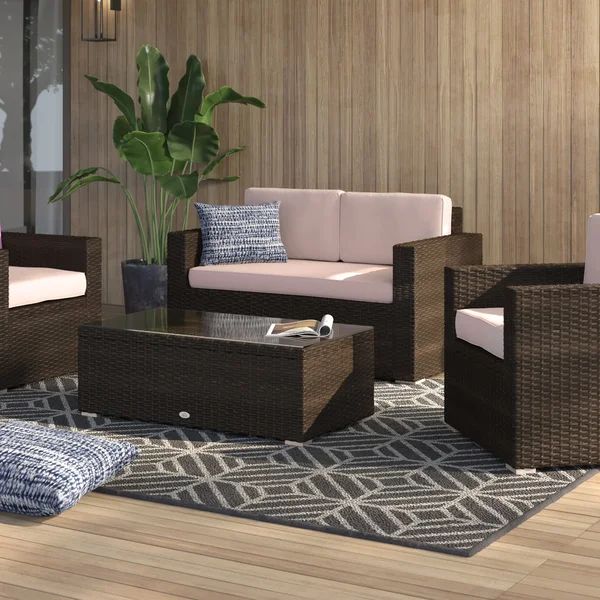 Phillipsville Polyethylene (PE) Wicker 4 - Person Seating Group with Cushions | Wayfair North America