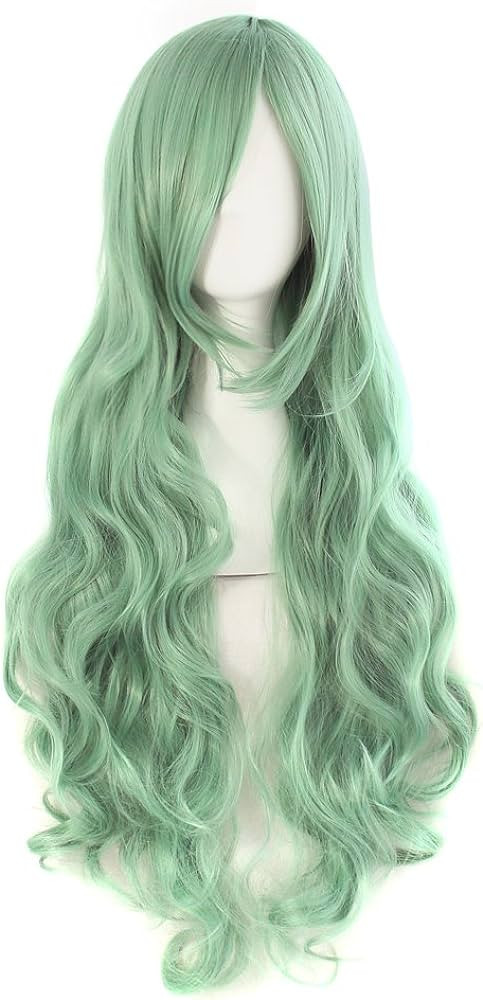 MapofBeauty 32" 80cm Long Hair Spiral Curly Cosplay Costume Wig (Gray Green) | Amazon (US)