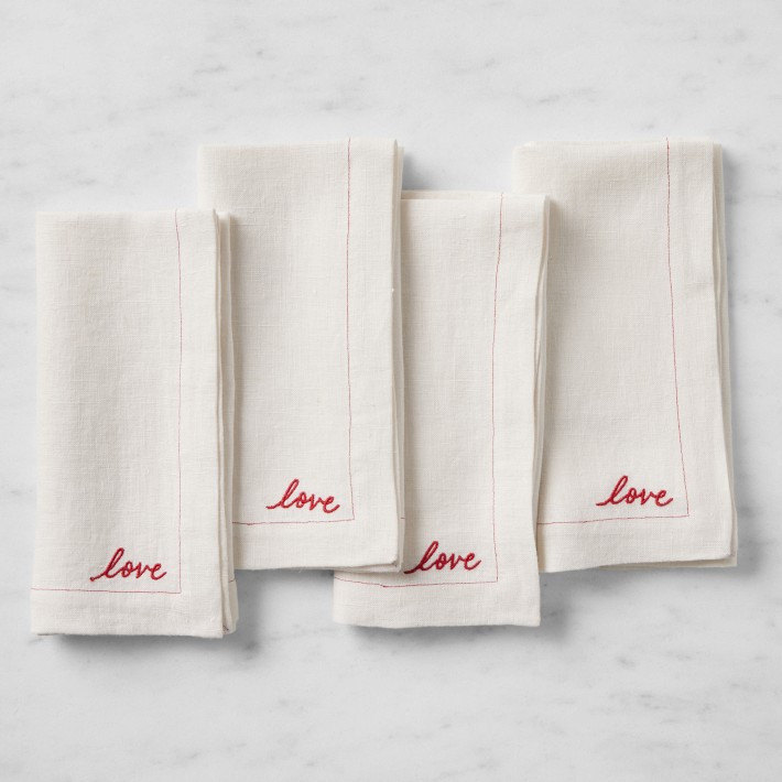 Valentine's Day Sentiment Napkins, Set of 4 | Williams-Sonoma