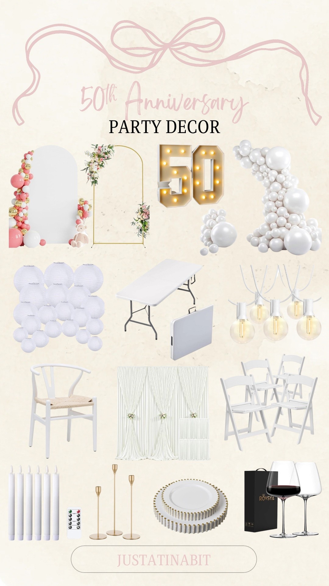 50th anniversary Party Decor! 

Balloons, paper lanterns, chairs, candles, candle holders, plates, arch, lights, Marquee numbers, curtains, table, wine glasses

#LTKsummer #LTKhome