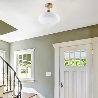 Archiology 1-Light Semi Flush Mount Ceiling Light Glass Shade | Bed Bath & Beyond