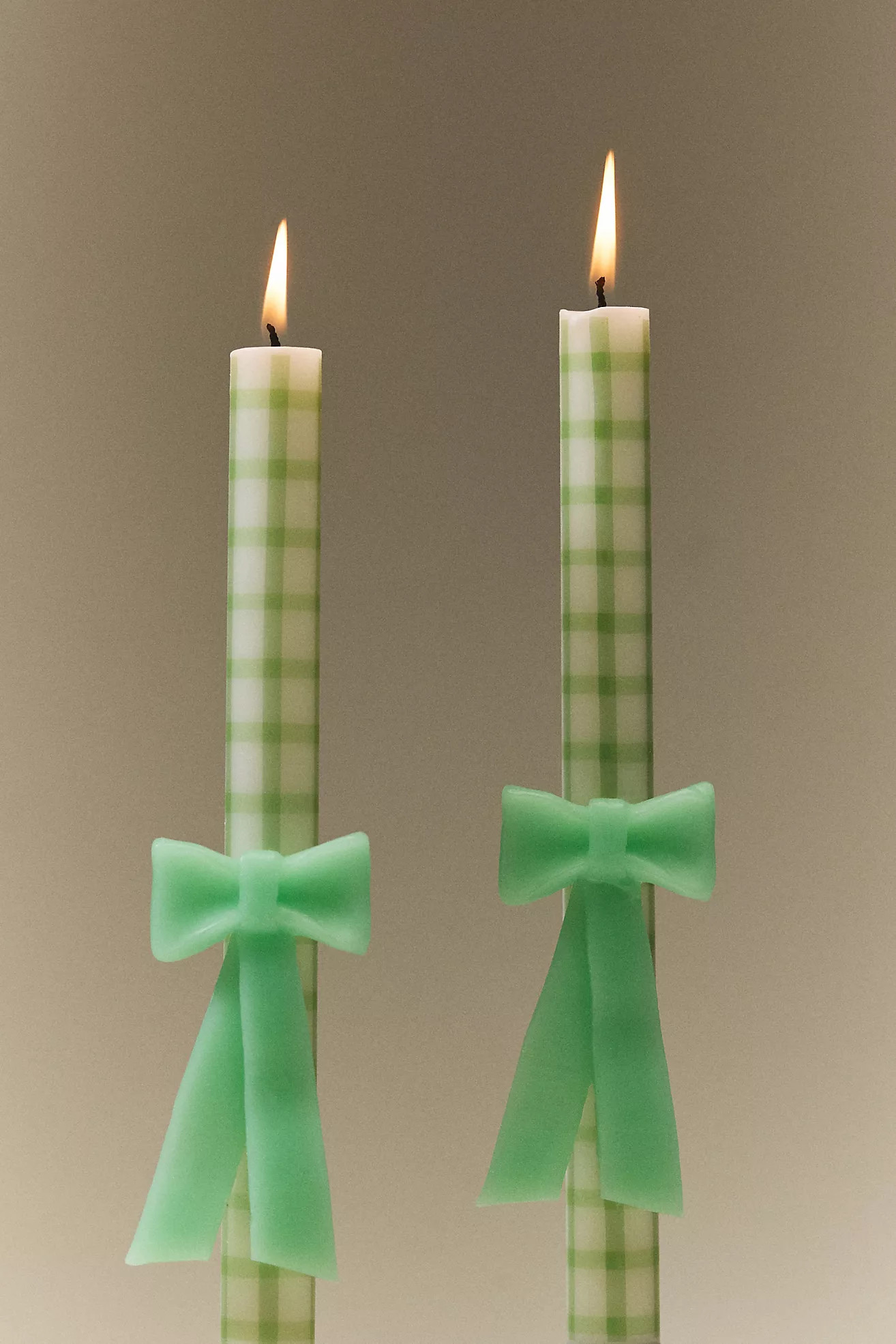 Gingham Bow Taper Candles, Set of 2 | Anthropologie (US)