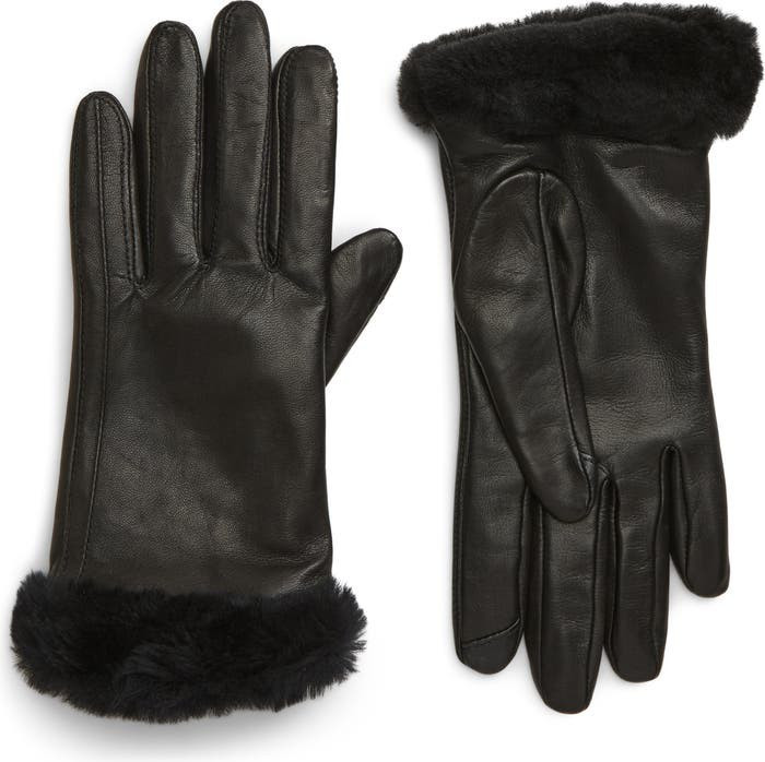 Genuine Shearling Leather Tech Gloves | Nordstrom