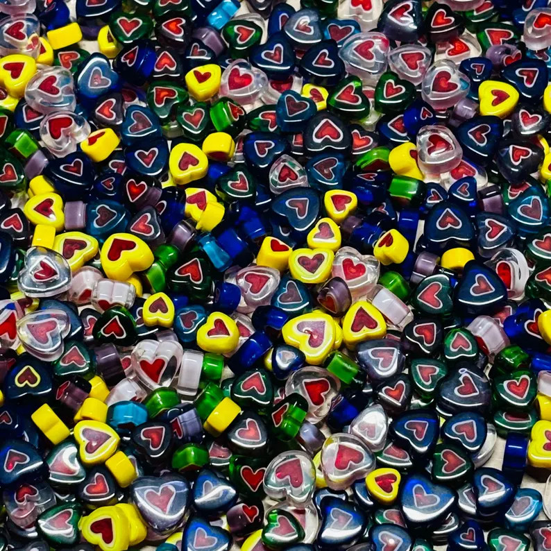 25 Millefiori Glass Heart Cabochons - Etsy | Etsy (US)