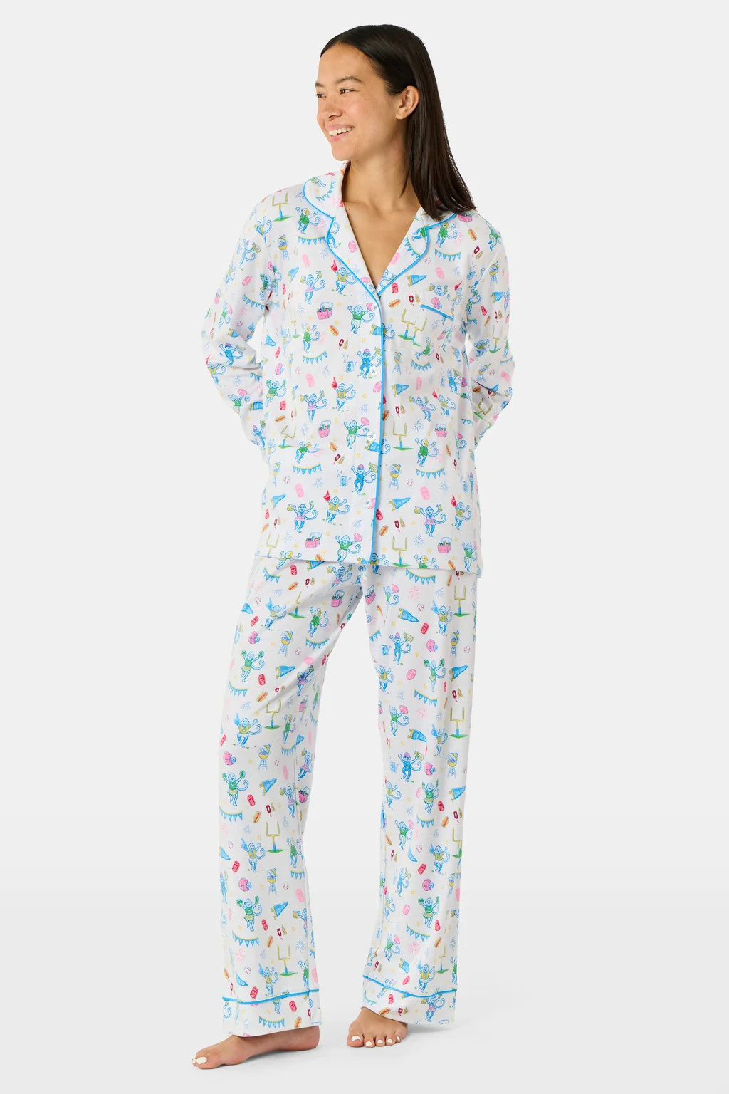 Game Day Long Sleeve Polo Pajamas | Roller Rabbit