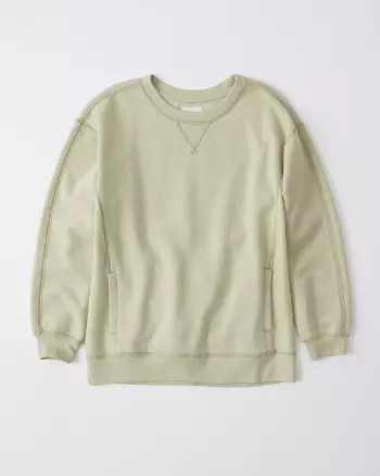 Abercrombie & Fitch Womens Relaxed Crew Sweatshirt in Light Green - Size S | Abercrombie & Fitch US & UK