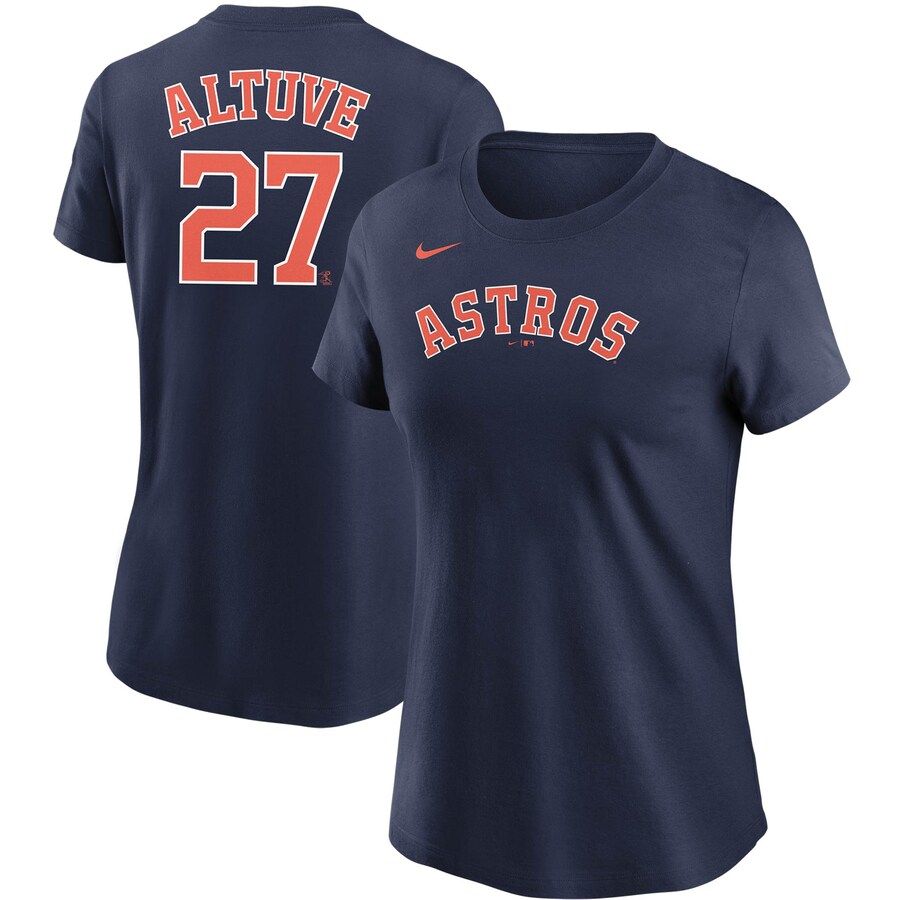 Women's Houston Astros Jose Altuve Nike Navy Name & Number T-Shirt | MLB Shop