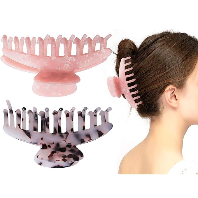 2 Pcs Medium Hair Claw Clips Nonslip Big Hair Claw Clips for Women Banana Hair Clips for Women Gi... | Amazon (US)