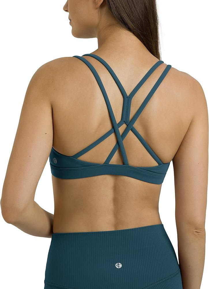 Colorfulkoala Women's Dreamlux Strappy Sports Bra Crisscross Back Yoga Tops with Molded Foam Cups | Amazon (US)