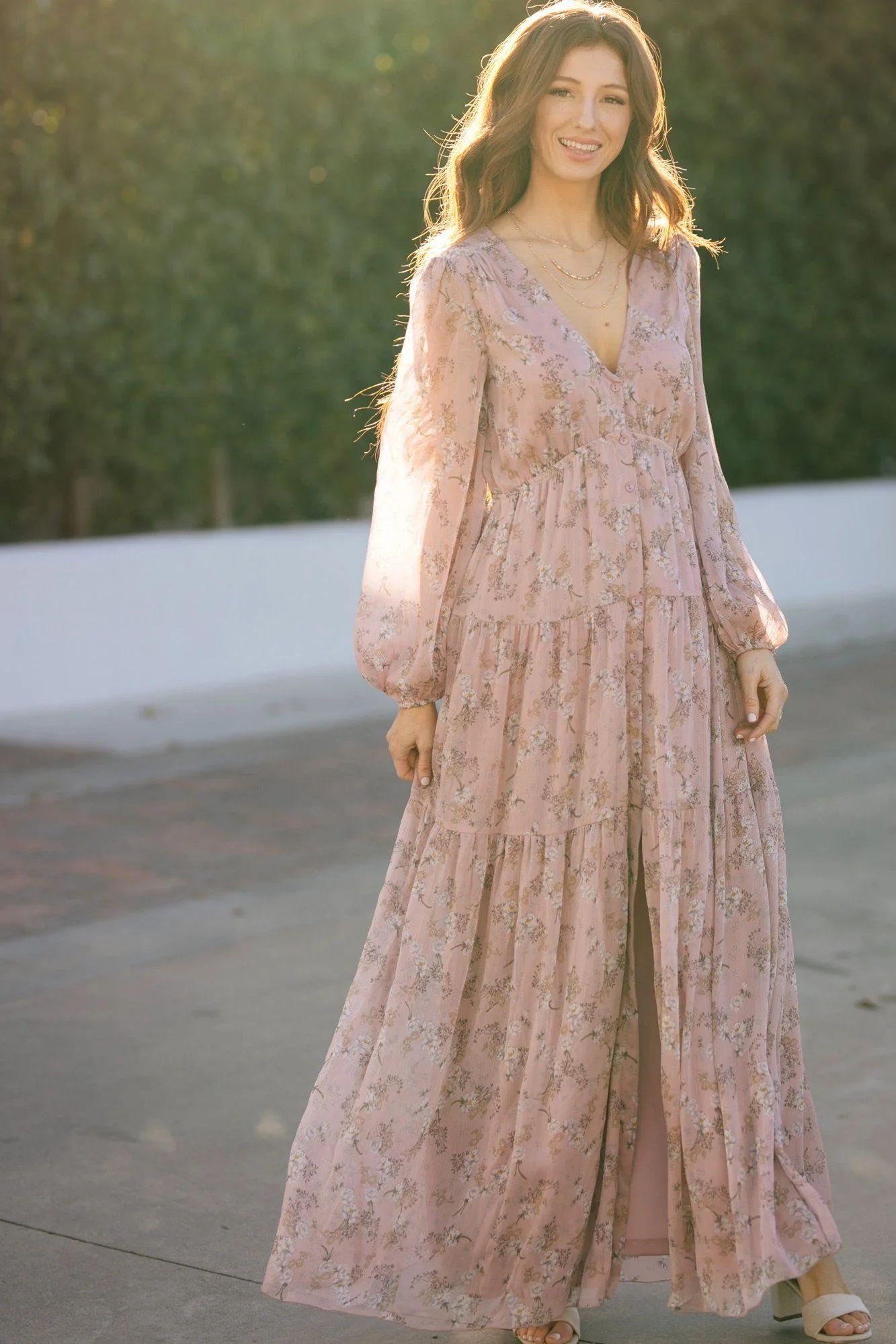 Helena Long Sleeve Floral Maxi Dress | Morning Lavender