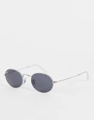 Ray-Ban – Ovale Sonnenbrille in Silber  | ASOS | ASOS (Global)