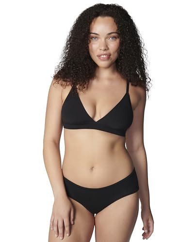 florence by mills Women's Softie Cotton Triangle Bralette, Black, Large | Amazon (US)