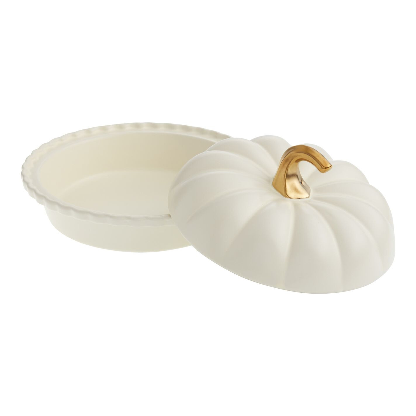 Ceramic Pumpkin Shaped Deep Pie Dish with Lid | World Market