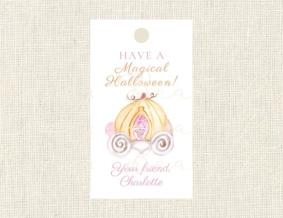 Watercolor Pumpkin Carriage Magical Halloween Tags | Etsy (US)