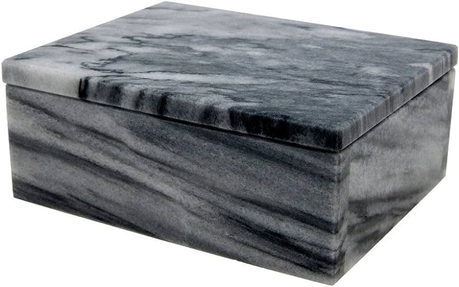 Asteria Collection Cloud Gray Marble 5" Polished Finish Rectangular Keepsake Box | Amazon (US)