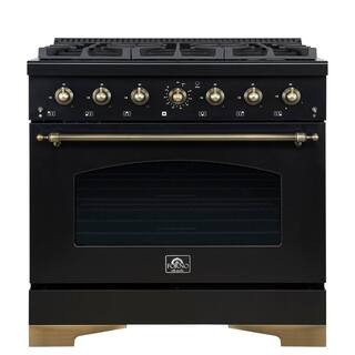 Antico 36 in. Black Gas Range 6 Burner | The Home Depot