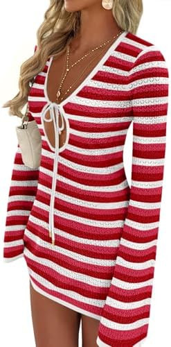 ANRABESS Swimsuit Cover Up for Women Crochet Bathing Suit 2026 Summer Swimwear V Neck Mesh Knit D... | Amazon (US)