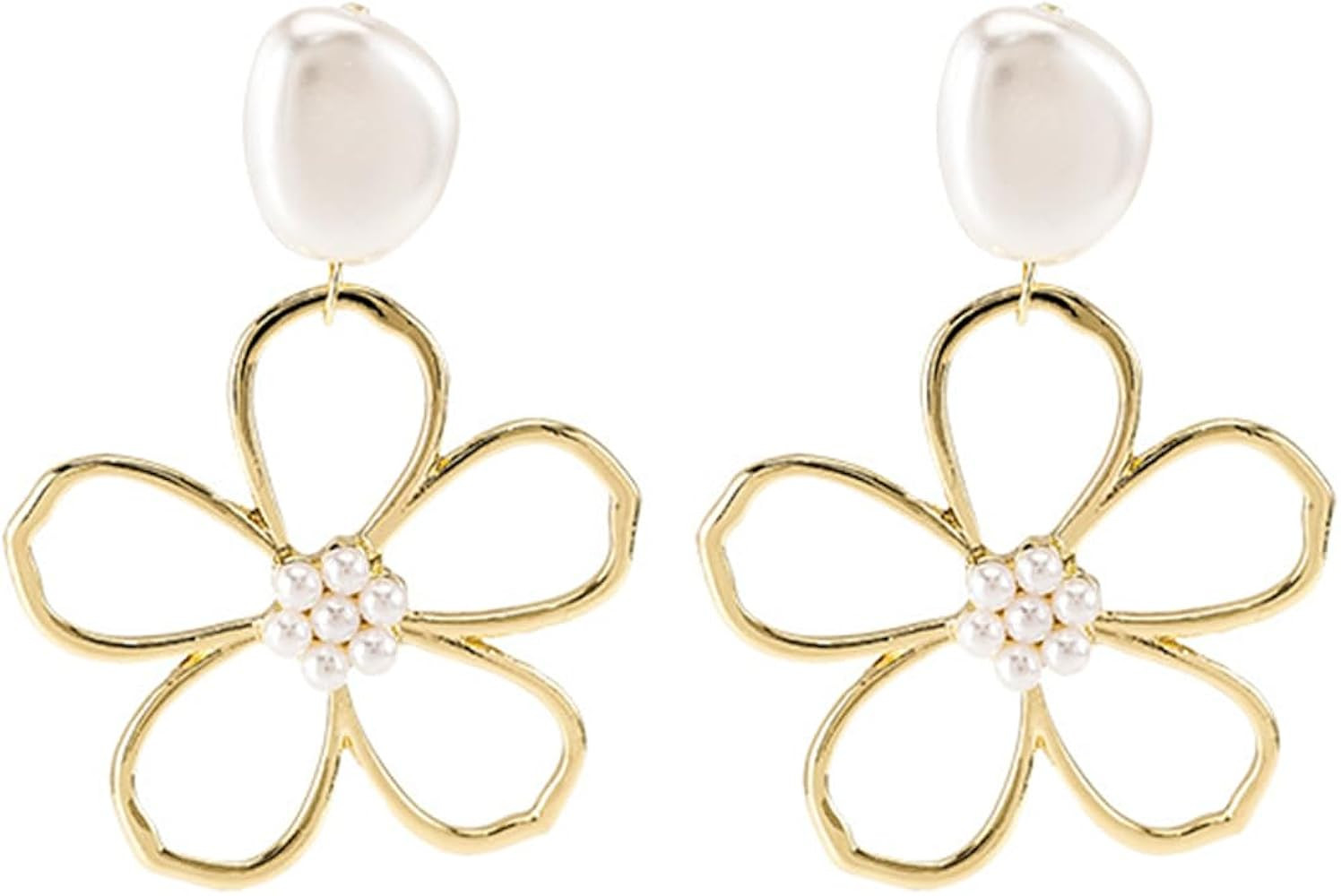 Gold Statement Earrings for Women Large Gold Earrings Gold Flower Earrings Ginkgo Leaf Earrings S... | Amazon (US)