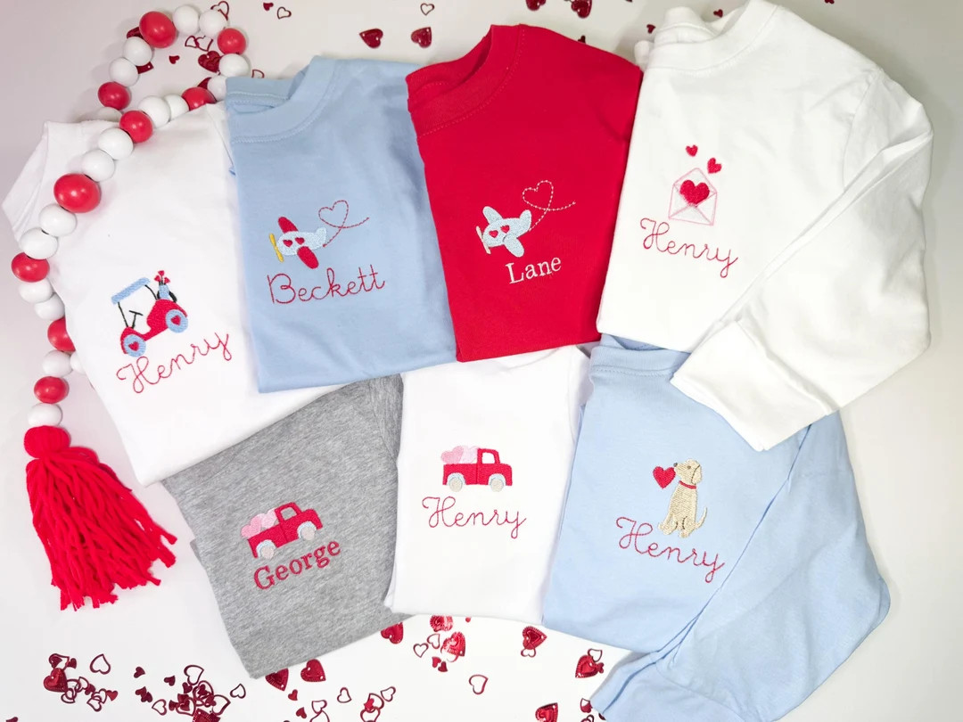 Valentines Day Boys Shirt Preschool Valentine Shirt Toddler Valentine Custom Embroidered Boy Shir... | Etsy (US)
