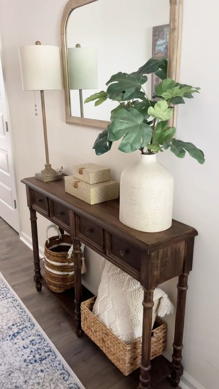 Styling my entryway with what I already have on hand until I can make some upgrades. Linking the mirror, vase and lamp as they’re still available 

#entryway #entrywaytable #entrywaydecor #wallmirror 

#LTKFind #LTKhome