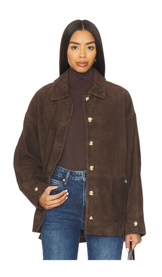 ANINE BING Luca Suede Jacket in Brown. - size S | Revolve Clothing (Global)