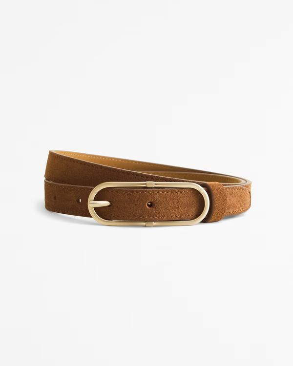 Suede Oval Buckle Belt | Abercrombie & Fitch (US)