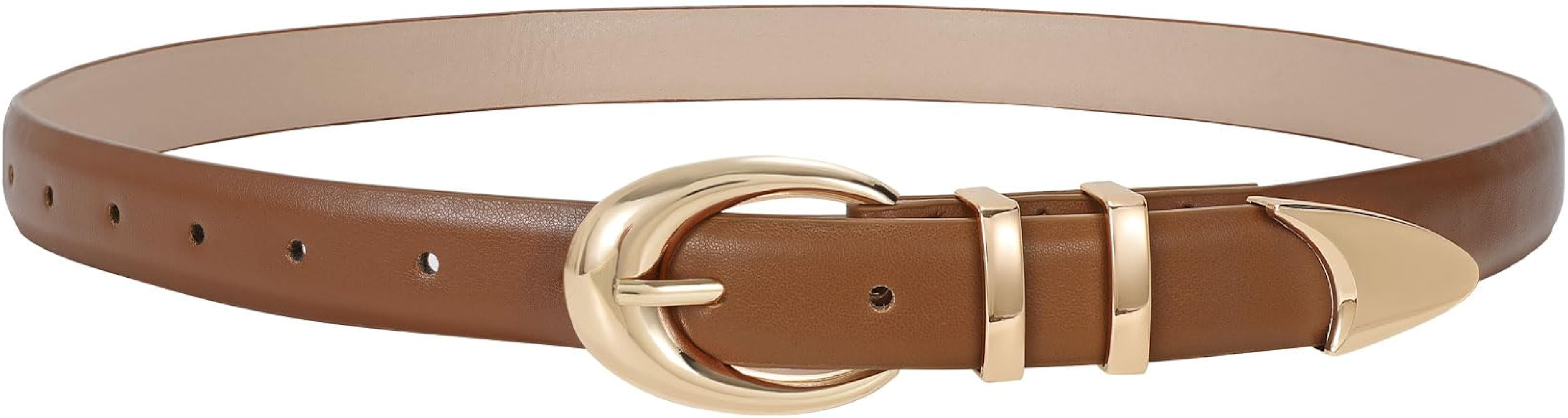 TRIWORKS Women Leather Belt for Jeans Pants Fashion Ladies Skinny Faux Leather Dress belt with Go... | Amazon (US)