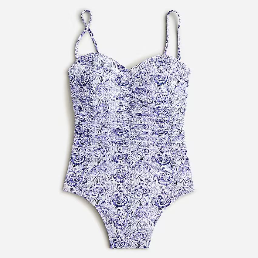 Ruched sweetheart one-piece in dandelion swirl | J.Crew US