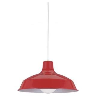 1-Light Red Pendant with Painted Shade | The Home Depot
