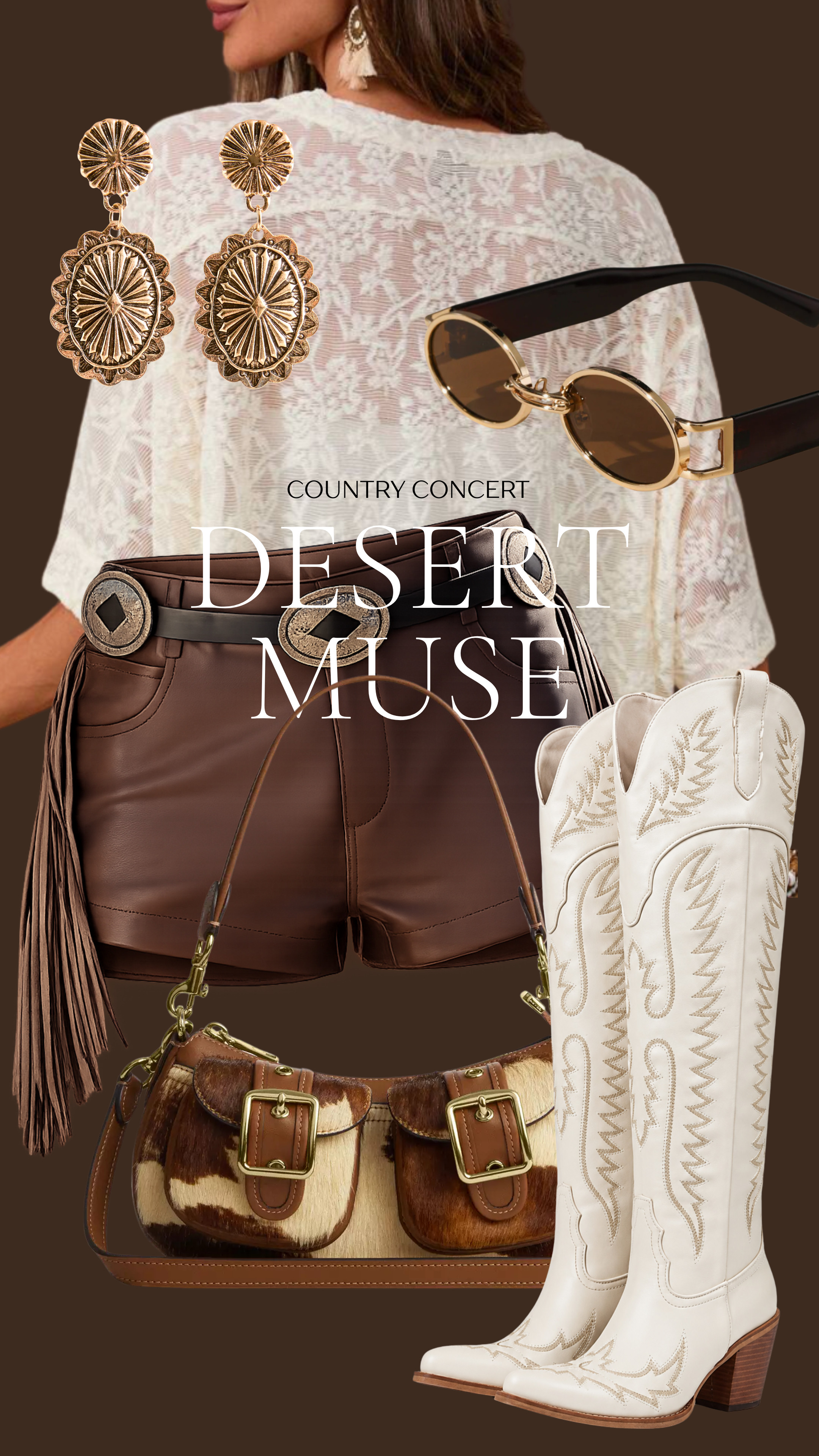 Desert Muse 🤎✨

The ultimate country concert mood board! Rich browns, creamy neutrals, western boots, statement accessories, and timeless pieces you’ll wear long after concert season. Everything is linked!

#LTKStyle #LTKFashion #CountryConcertStyle #WesternFashion #CowgirlStyle #DesertMuse #ConcertOutfit #CountryGirlStyle #CowboyBoots #WesternChic #FestivalFashion #ShopMyLook

#LTKootd #LTKgrwm #LTKSeasonal