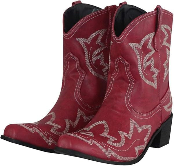 Hbeylia Cowboy Boots For Women Vintage Embroidery Pointed Toe Chunky Mid-Heels Western Cowgirls B... | Amazon (US)