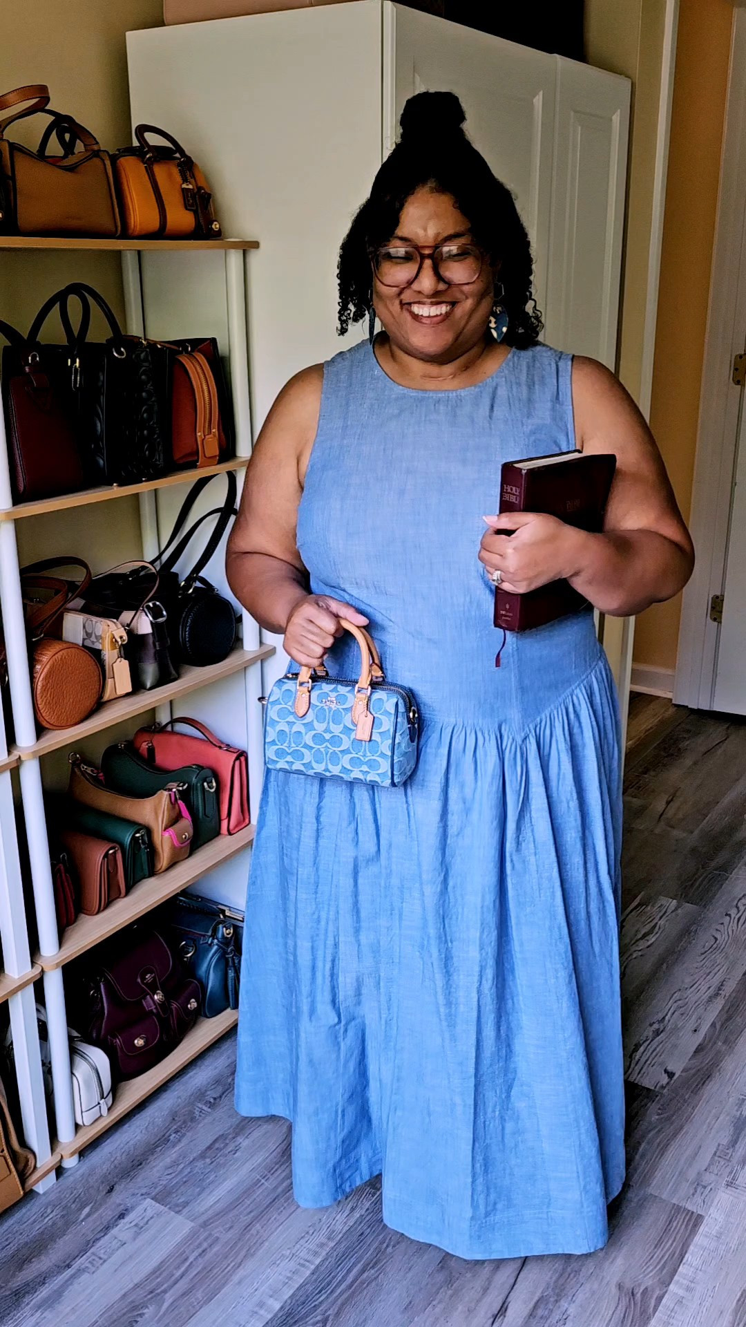 Walmart Dress paired with Coach Outlet Mini Rowan in Signature Denim 

#LTKootd #LTKPlusSize
