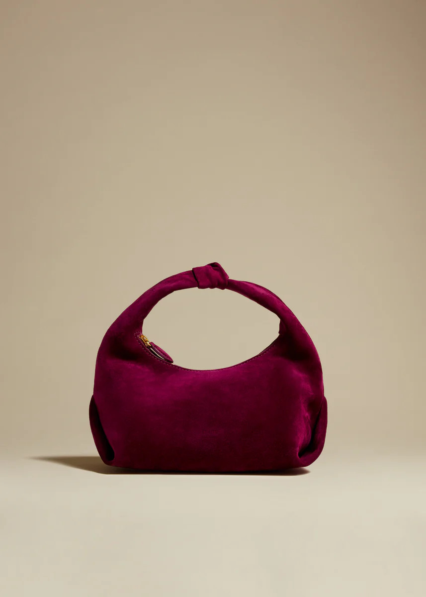 The Small Beatrice Hobo in Mulberry Suede | Khaite
