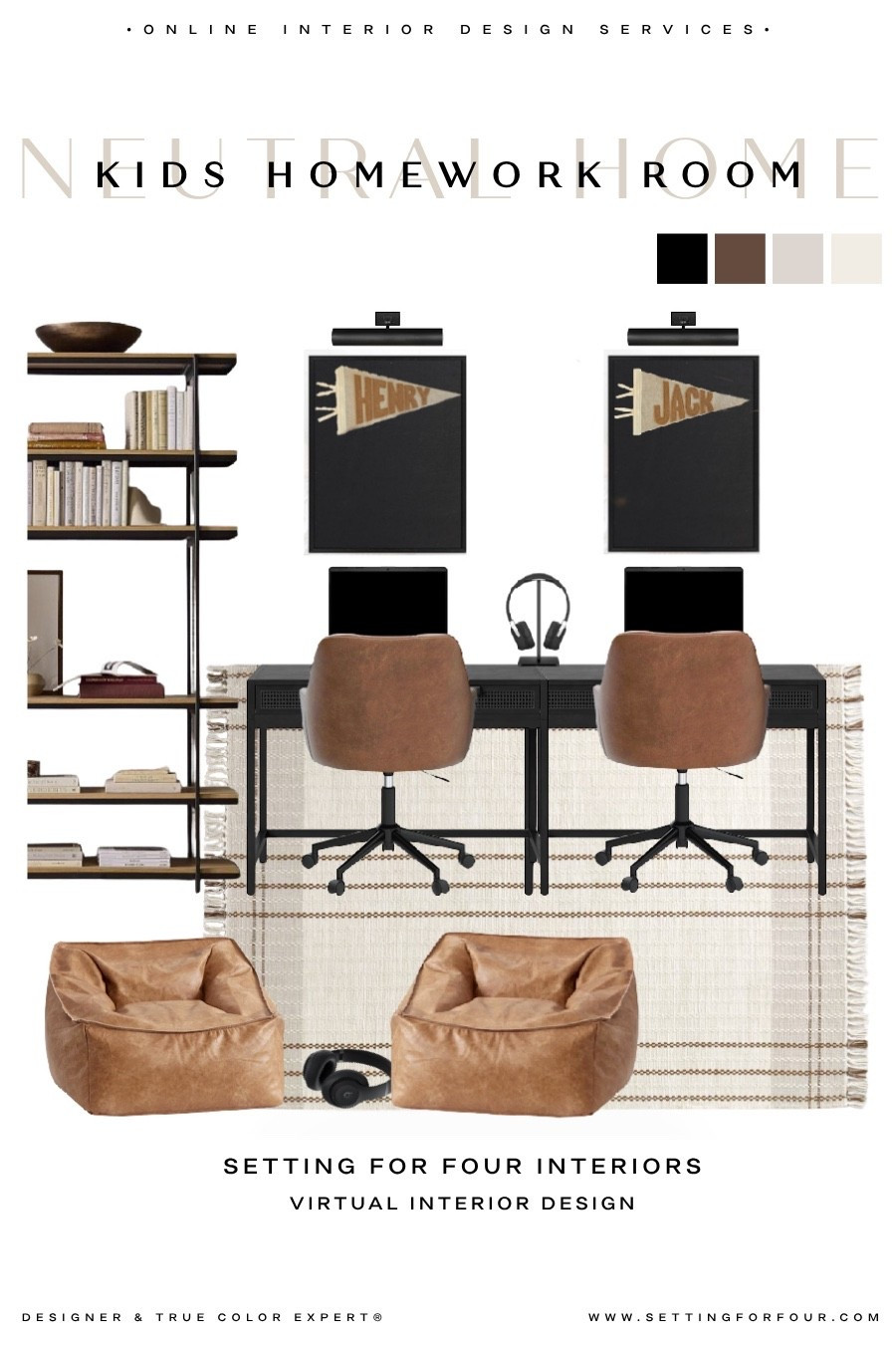 Stylish kids homework room/art room/ playroom with a gorgeous bookshelf and desks, lots of storage and organization, Neutral aesthetic, modern, transitional, minimalist, desk chair, bulletin boards, bookcase, lounge chair, teen room, kids room, brown, black, beige, bean bag chair, Pottery Barn style, Target home, Amazon home, sale, summer school

#LTKhome #LTKsale #LTKkids