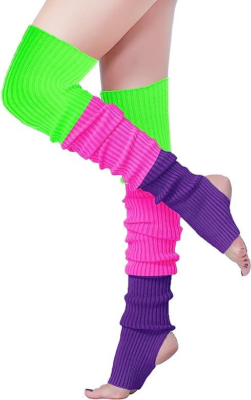 Long Leg Warmer, V28 Women’s Men 80s Party Ribbed Knit Dance Sports | Amazon (US)